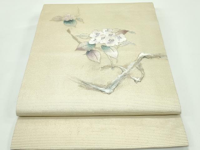 平和屋着物*夏物 九寸開き名古屋帯 刺繍 枝花文 金銀彩 正絹 逸品 CABG7380rv