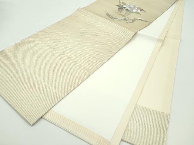 平和屋着物*夏物 九寸開き名古屋帯 刺繍 枝花文 金銀彩 正絹 逸品 CABG7380rv