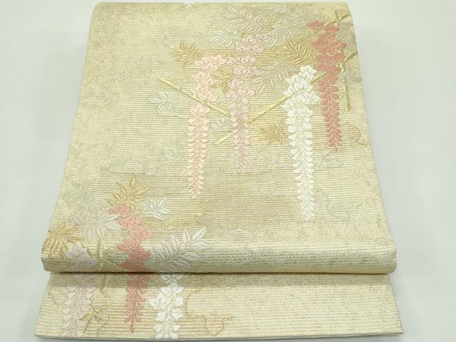 平和屋着物*夏物 六通柄袋帯 唐織 彩藤棚文 金糸 正絹 逸品 未使用 CABG7385rv