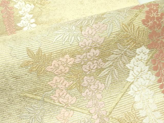 平和屋着物*夏物 六通柄袋帯 唐織 彩藤棚文 金糸 正絹 逸品 未使用 CABG7385rv