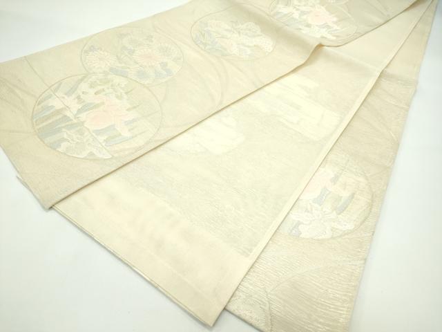 平和屋着物*夏物 六通柄袋帯 秋草丸文 金銀糸 正絹 逸品 CABG7387rv