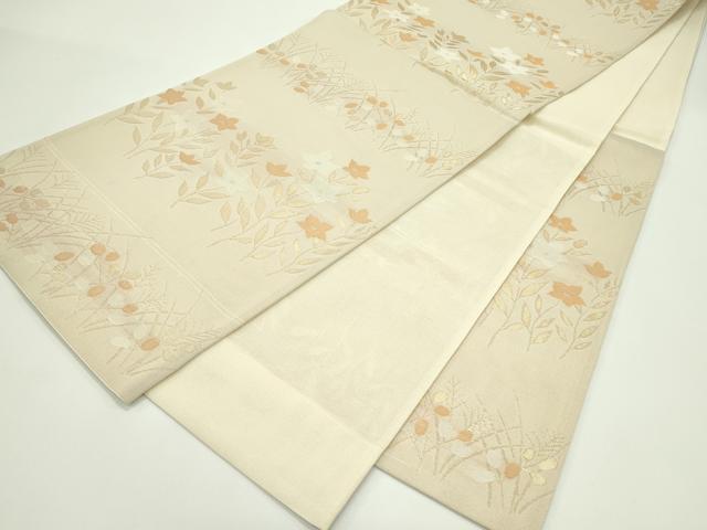 平和屋着物*夏物 六通柄袋帯 桔梗 萩 金糸 正絹 逸品 未使用 CABG7388rv
