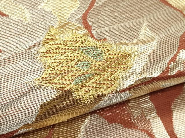 平和屋着物*夏物 六通柄袋帯 草花文 金糸 正絹 逸品 CABG7392rv
