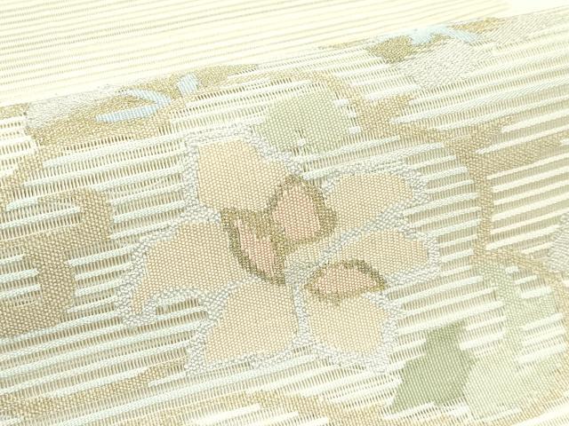 平和屋着物*夏物 太鼓柄袋帯 絽綴れ 草花文 金銀糸 正絹 逸品 CABG7394rv