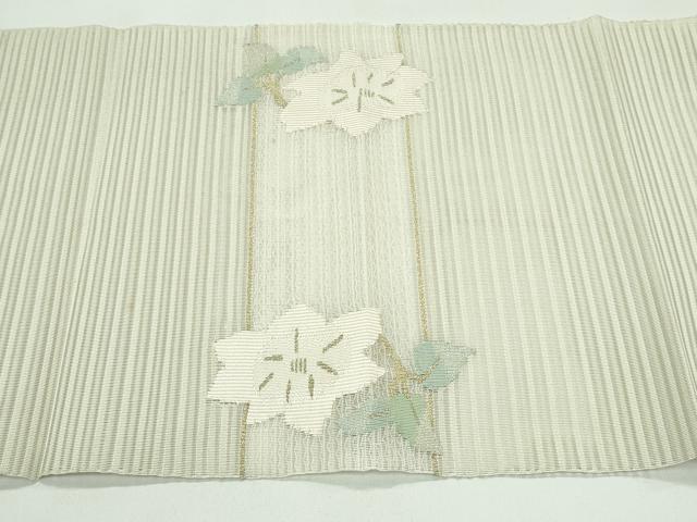 平和屋着物*夏物 八寸名古屋帯 絽綴れ 草花文 金糸 正絹 逸品 CABG7397rv