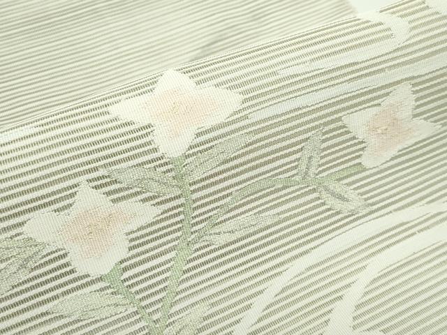 平和屋着物*夏物 八寸名古屋帯 絽綴れ 草花文 銀糸 正絹 逸品 CABG7400rv