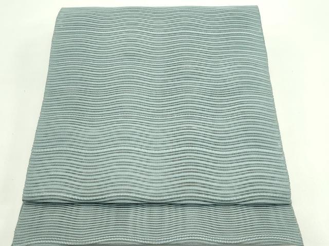 平和屋着物*夏物 八寸名古屋帯 絽綴れ よろけ縞 湊鼠色 正絹 逸品 CABG7404rv