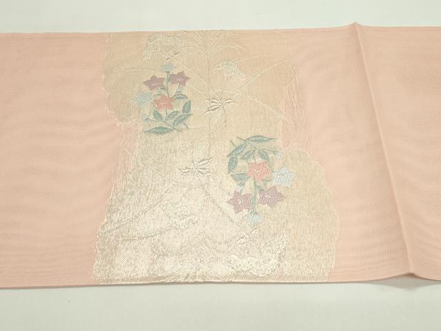 平和屋着物*夏物 太鼓柄袋帯 唐織 秋草文 金銀糸 正絹 逸品 CABG7418rv