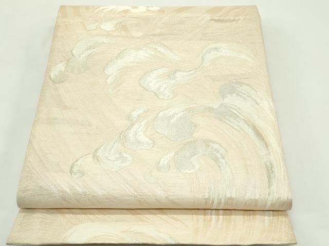 平和屋着物*夏物 六通柄袋帯 立波文 銀糸 正絹 逸品 CABG7423rv