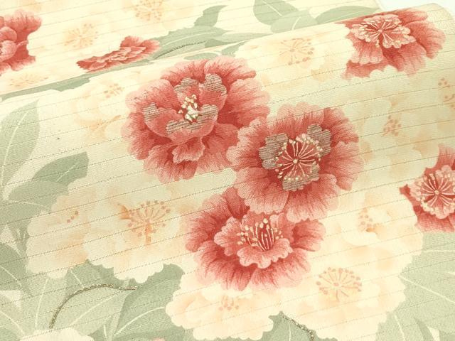 平和屋着物*夏物 アンティーク 大正ロマン 両面 全通柄 京袋帯 駒刺繍 牡丹 菊 正絹 逸品 CABG7424rv