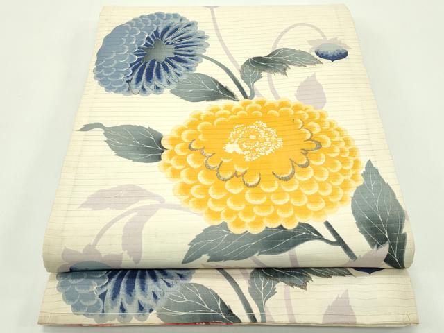 平和屋着物*夏物 アンティーク 大正ロマン 両面 全通柄 京袋帯 駒刺繍 牡丹 菊 正絹 逸品 CABG7424rv