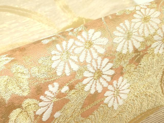 平和屋着物*夏物 六通柄袋帯 絵本に菊 金銀糸 正絹 逸品 CABG7431rv