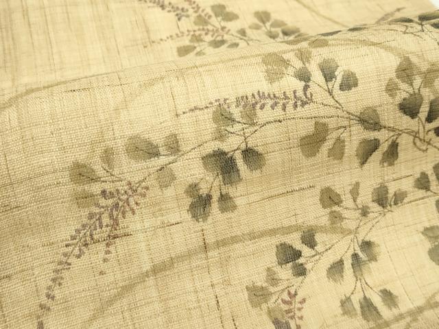 平和屋着物*夏物 九寸名古屋帯 手描き 萩 麻 逸品 CABG7439rv