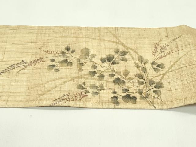 平和屋着物*夏物 九寸名古屋帯 手描き 萩 麻 逸品 CABG7439rv