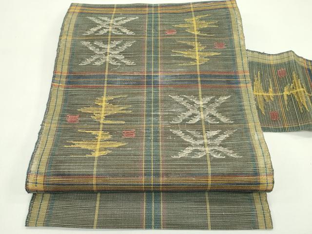 平和屋着物*夏物 1854年創業 帯屋捨松 八寸名古屋帯 絣文様 正絹 逸品 未使用 CABG7443rv