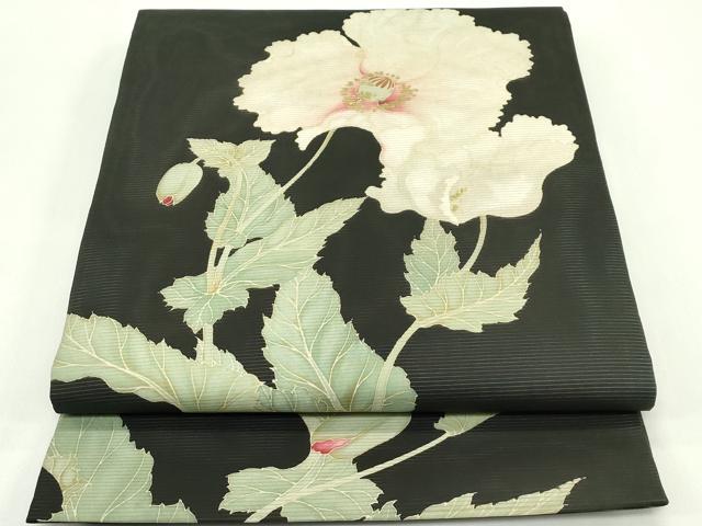 平和屋着物*夏物 絽塩瀬 太鼓柄 京袋帯 牡丹 黒地 金彩 正絹 逸品 CABG7449rv