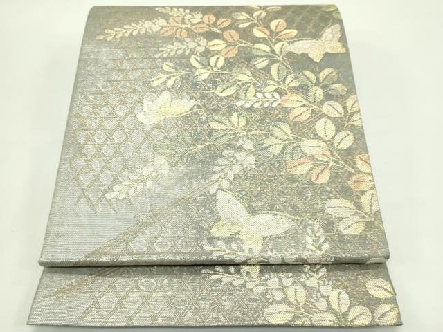 平和屋着物*夏物 西陣 六通柄袋帯 舞蝶萩文 金銀糸 正絹 逸品 未使用 CABG7450rv