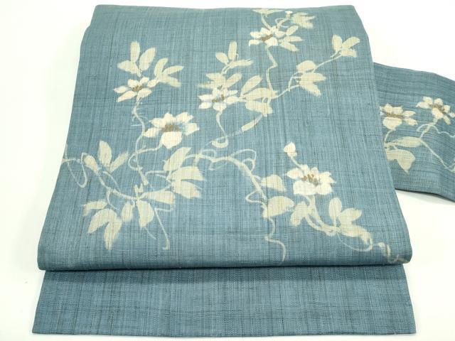 平和屋着物*夏物 九寸名古屋帯 草花文 麻 逸品 CABG7454rv