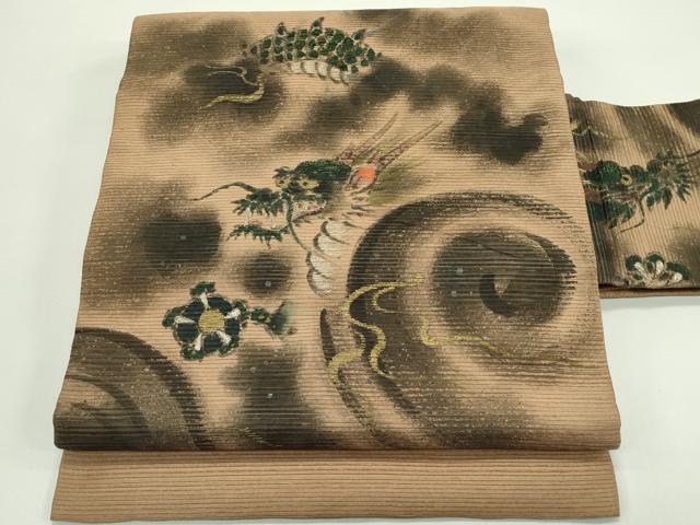 平和屋着物*夏物 アンティーク 大正ロマン 九寸名古屋帯 手描き 龍 金銀糸 正絹 逸品 CABG7455rv