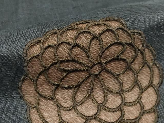 平和屋着物*夏物 撫松庵 半幅帯 刺繍 菊 麻 逸品 CABG7457rv