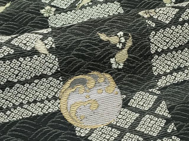 平和屋着物▽両面 六通柄袋帯 スリーシーズン 春夏秋 吉祥草花丸文 兎 金糸 正絹 逸品 CABG7475rv