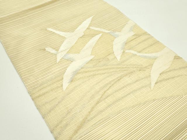 平和屋着物*夏物 八寸名古屋帯 綴れ 飛鶴文様 金糸 正絹 逸品 CABG7485rv