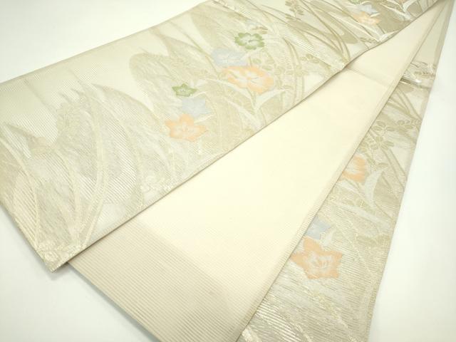 平和屋着物*夏物 六通柄袋帯 草花文 金銀糸 正絹 逸品 CABG7490rv