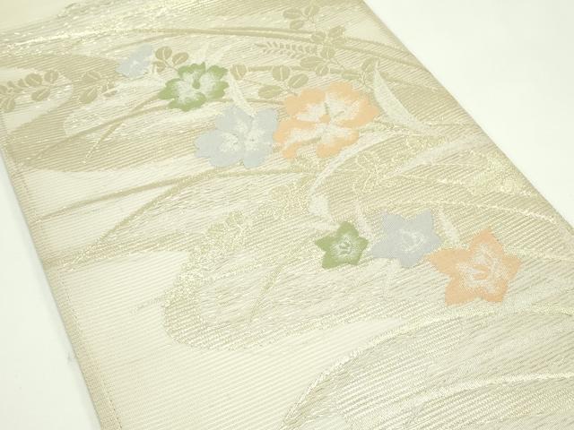 平和屋着物*夏物 六通柄袋帯 草花文 金銀糸 正絹 逸品 CABG7490rv