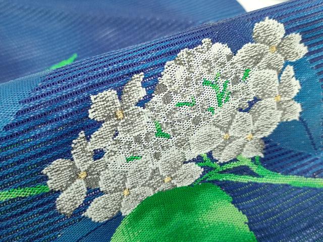 平和屋着物*夏物 九寸名古屋帯 絽綴れ 紫陽花 金銀糸 正絹 逸品 CABG7493rv