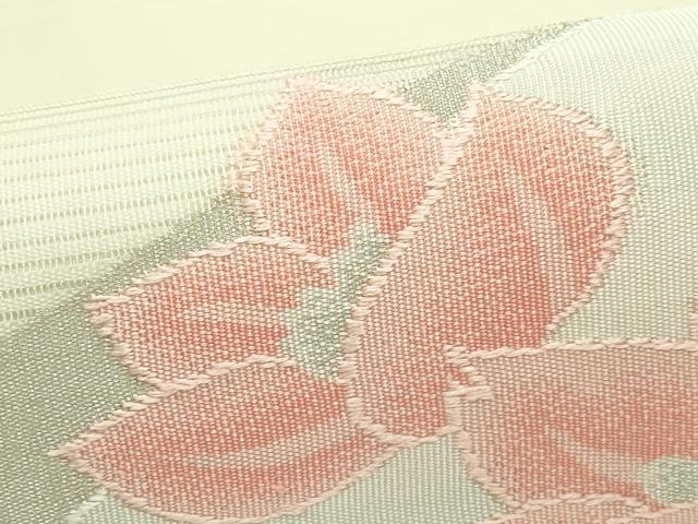 平和屋着物*夏物 九寸名古屋帯 絽綴れ 草花文 銀糸 正絹 逸品 CABG7495rv