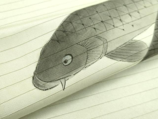 平和屋着物*夏物 アンティーク 大正ロマン 絽塩瀬 九寸名古屋帯 作家物 手描き 魚 正絹 逸品 CABG7499rv