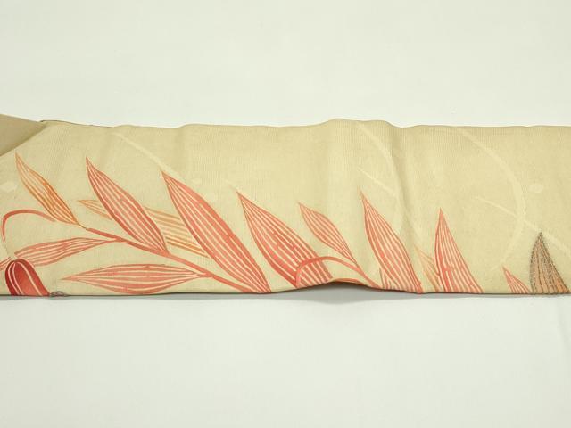 平和屋着物*夏物 アンティーク 大正ロマン 九寸名古屋帯 駒刺繍 百合 正絹 逸品 CABG7500rv