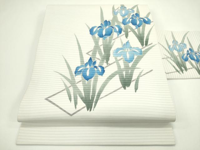 平和屋着物*夏物 絽塩瀬 九寸名古屋帯 杜若 金彩 正絹 逸品 CABG7518rv