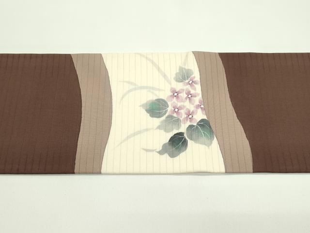 平和屋着物*夏物 絽塩瀬 九寸名古屋帯 手描き 紫陽花 正絹 逸品 CABG7519rv
