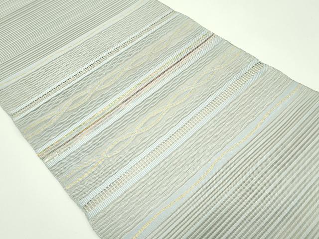 平和屋着物*夏物 八寸名古屋帯 絽綴れ 横段文 金糸 正絹 逸品 CABG7524rv