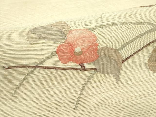 平和屋着物*夏物 八寸名古屋帯 枝花文 正絹 逸品 CABG7529rv