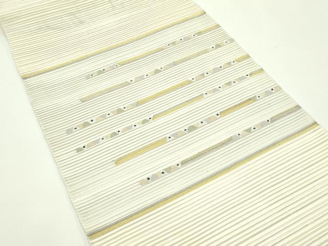 平和屋着物*夏物 八寸名古屋帯 絽綴れ 横段文 金銀糸 正絹 逸品 CABG7535rv