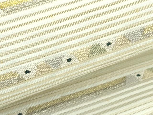 平和屋着物*夏物 八寸名古屋帯 絽綴れ 横段文 金銀糸 正絹 逸品 CABG7535rv