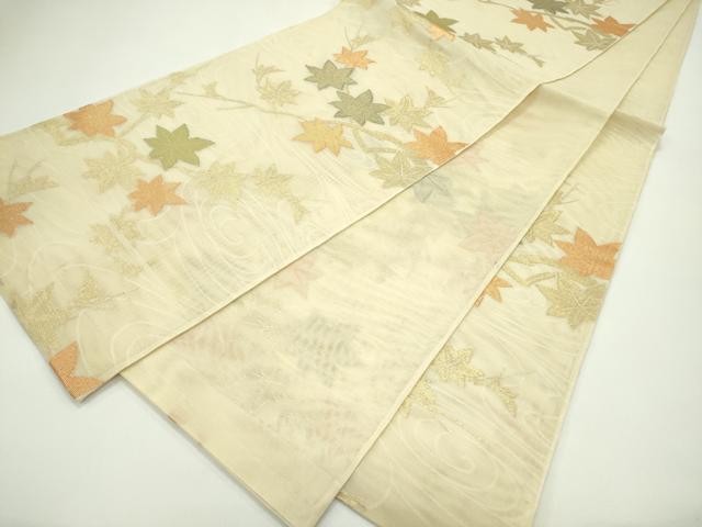 平和屋着物*夏物 六通柄袋帯 楓文 金糸 正絹 逸品 未使用 CABG7541rv