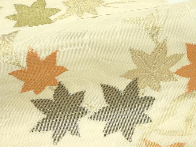 平和屋着物*夏物 六通柄袋帯 楓文 金糸 正絹 逸品 未使用 CABG7541rv