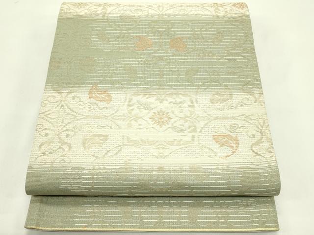 平和屋着物*夏物 両面 六通柄袋帯 花唐草文 金糸 正絹 逸品 CABG7566rv