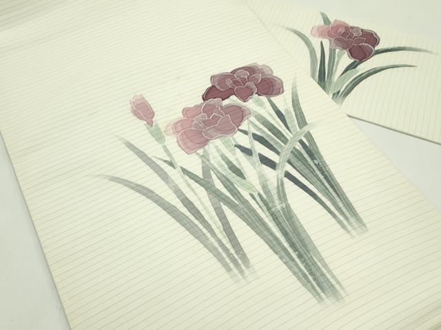平和屋着物*夏物 絽塩瀬 九寸名古屋帯 ろうけつ染め 草花文 正絹 逸品 CABG7571rv