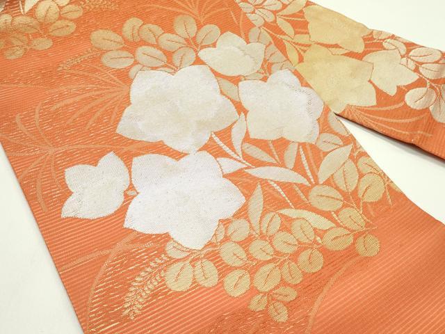 平和屋着物*夏物 九寸名古屋帯 桔梗 萩 金銀糸 正絹 逸品 未使用 CABG7573rv