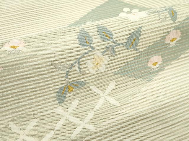 平和屋着物*夏物 八寸名古屋帯 絽綴れ 草花文 金銀糸 正絹 逸品 CABG7582rv