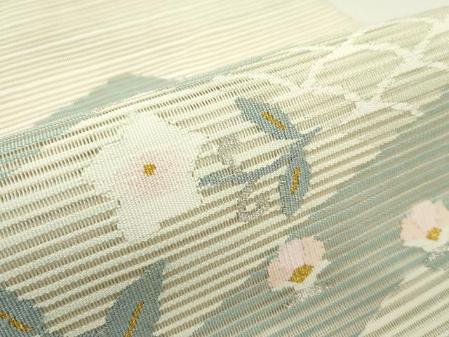 平和屋着物*夏物 八寸名古屋帯 絽綴れ 草花文 金銀糸 正絹 逸品 CABG7582rv