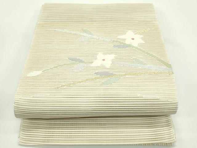 平和屋着物*夏物 八寸名古屋帯 絽綴れ 草花文 金銀糸 正絹 逸品 CABG7583rv