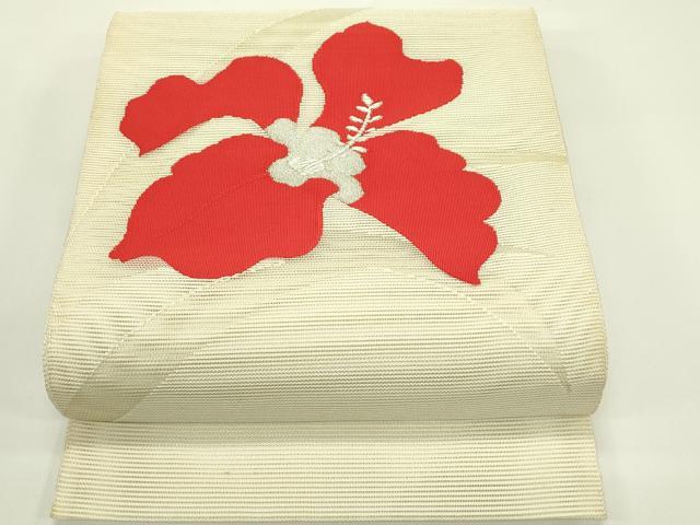 平和屋着物*夏物 八寸名古屋帯 絽綴れ 草花文 銀糸 正絹 逸品 CABG7590rv