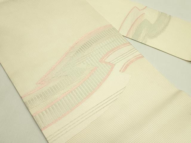 平和屋着物*夏物 九寸名古屋帯 幾何学文様 銀糸 正絹 逸品 CABG7597rv