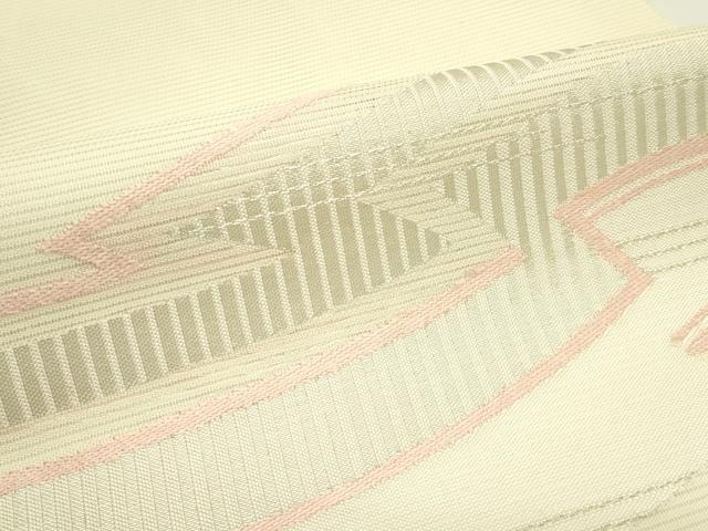 平和屋着物*夏物 九寸名古屋帯 幾何学文様 銀糸 正絹 逸品 CABG7597rv