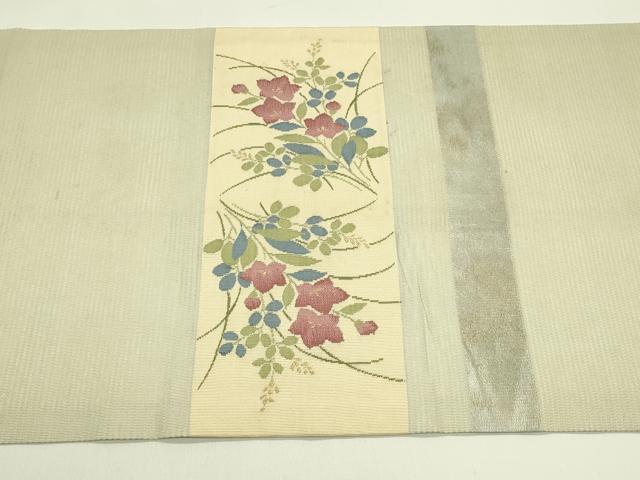 平和屋着物*夏物 九寸名古屋帯 絽綴れ 秋草文 金銀糸 正絹 逸品 CABG7599rv